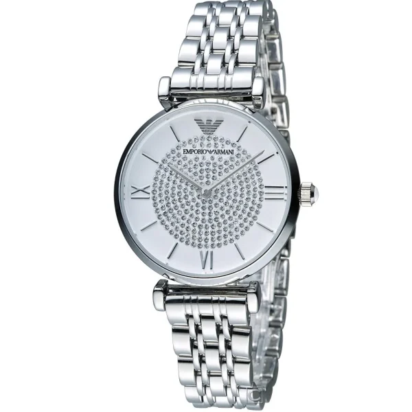 Emporio Armani Ladies Silver Strap Watch AR1925