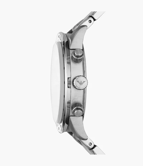 Emporio Armani AR11241 Mario Silver Watch Tachymeter Chronograph 50M WR