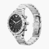 Emporio Armani AR11241 Mario Silver Watch Tachymeter Chronograph 50M WR
