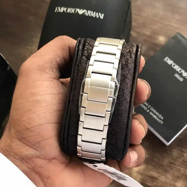 Emporio Armani AR11241 Mario Silver Watch Tachymeter Chronograph 50M WR