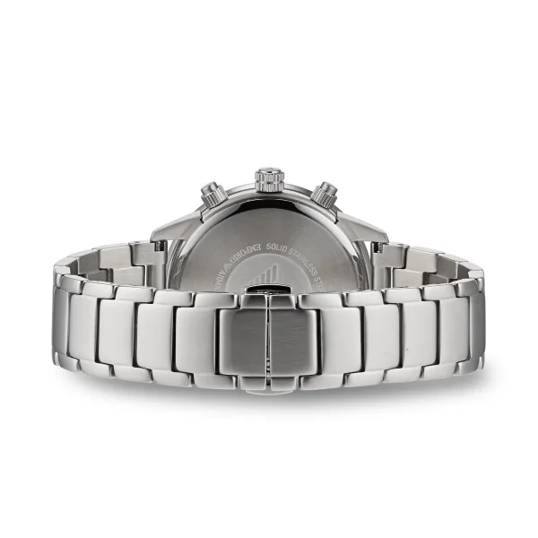 Emporio Armani AR11241 Mario Silver Watch Tachymeter Chronograph 50M WR